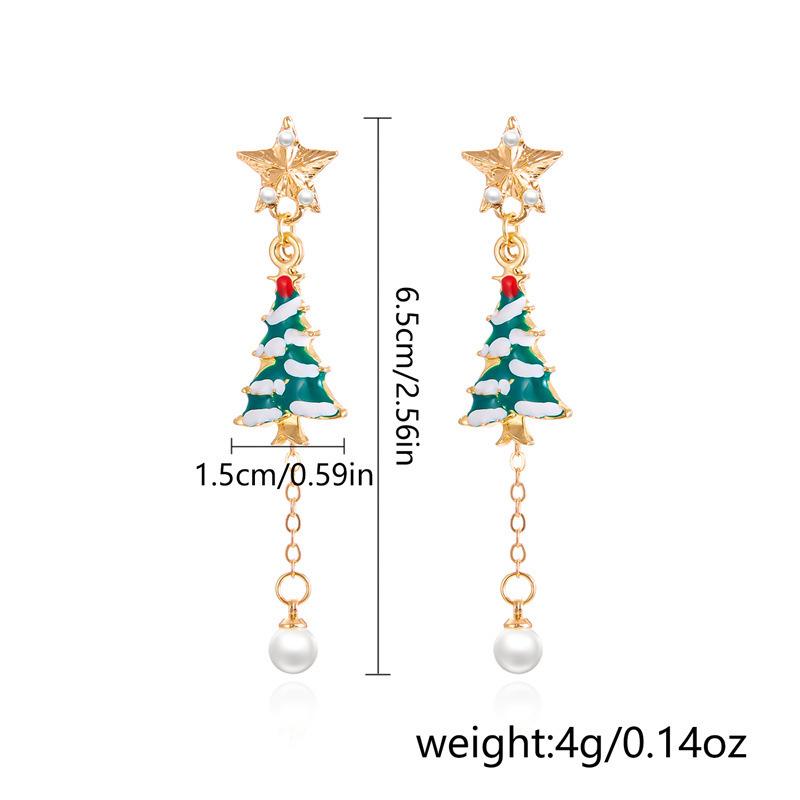 Asymmetrical Rhinestone Santa Claus & Christmas Tree Earrings