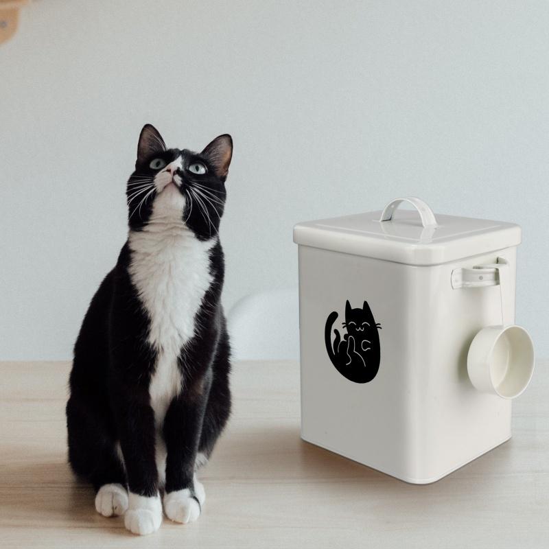 Katzenfutter Aufbewahrungseimer Hundefuttereimer Versiegelte feuchtigkeitsgeschützte Aufbewahrungsbox Metall Haustier Snack Aufbewahrungseimer