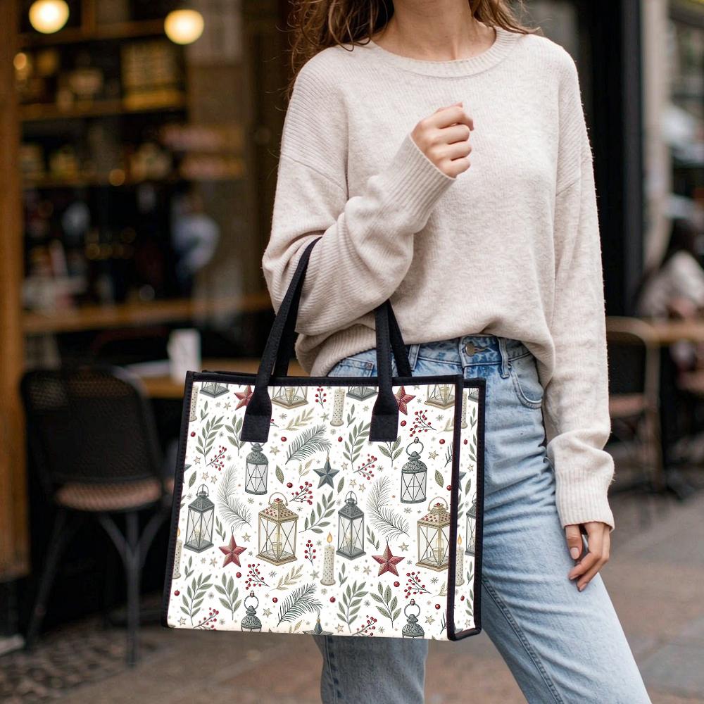 Christmas Winter Pattern Canvas Tote Bag for Daily Use