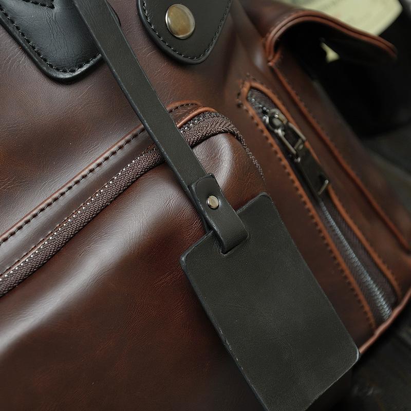 Herren Crazy Horse Leder Koreanische Freizeittasche Schultertasche Messenger Bag Handtasche Große Reisetasche Trendy Herrentasche