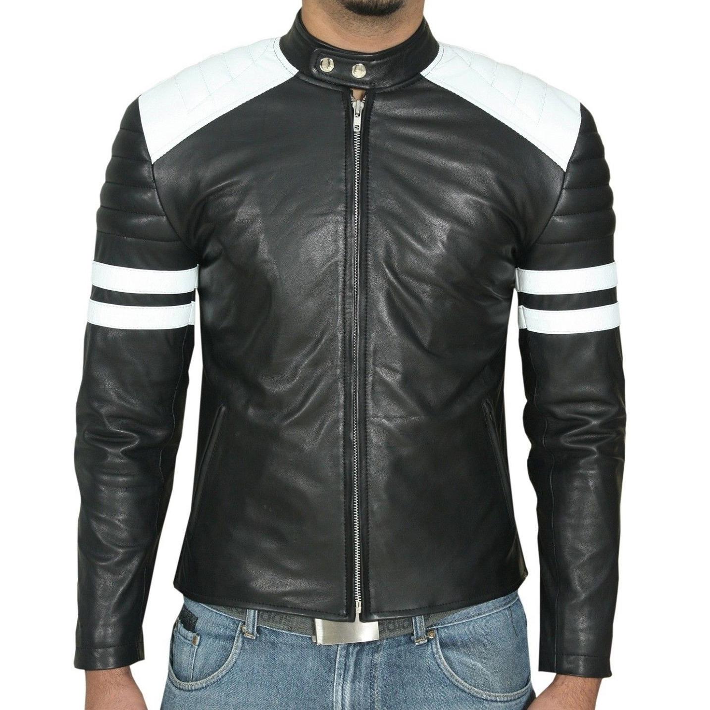 

SkinOutfit Men s Genuine Lambskin Black Leather Jacket Stylish Motorcycle Bomber Biker Outerwear MJ 81 XXL чорний