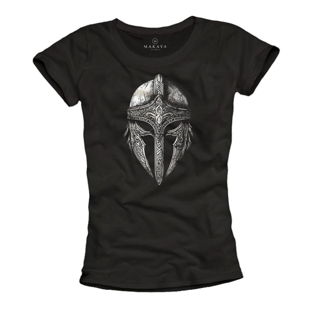 Viking Shirt Womens Helmet Motif Viking Top Cotton Short Sleeve Tops Printed Unisex T-Shirt M