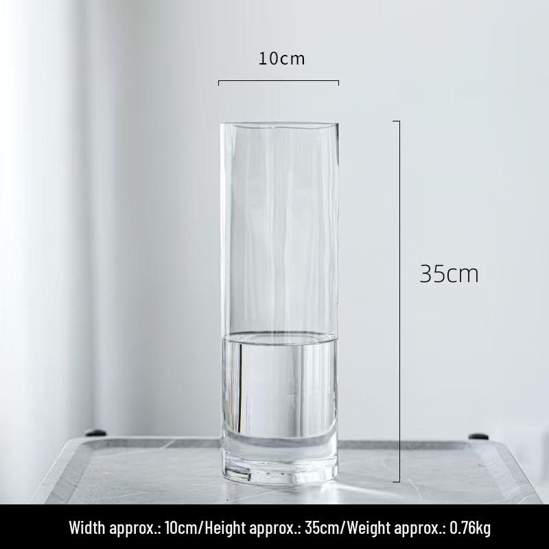 Elegant Transparent Glass Vase for Home Décor – Large Straight Tube Design for Floral Arrangements