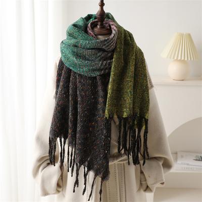 Écharpe géométrique à rayures assorties de couleurs Changement progressif de couleur Cachemire imitation Écharpe d'hiver Hommes et femmes Châle chaud Gland Polyvalente Nouvelle