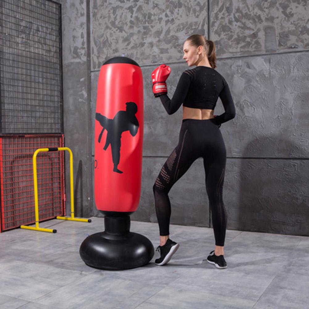1.6m PVC Inflatable Boxing Training Pillar Stress Relief Standing Water Base Tumbler Punching Bag for Child Boxing Training