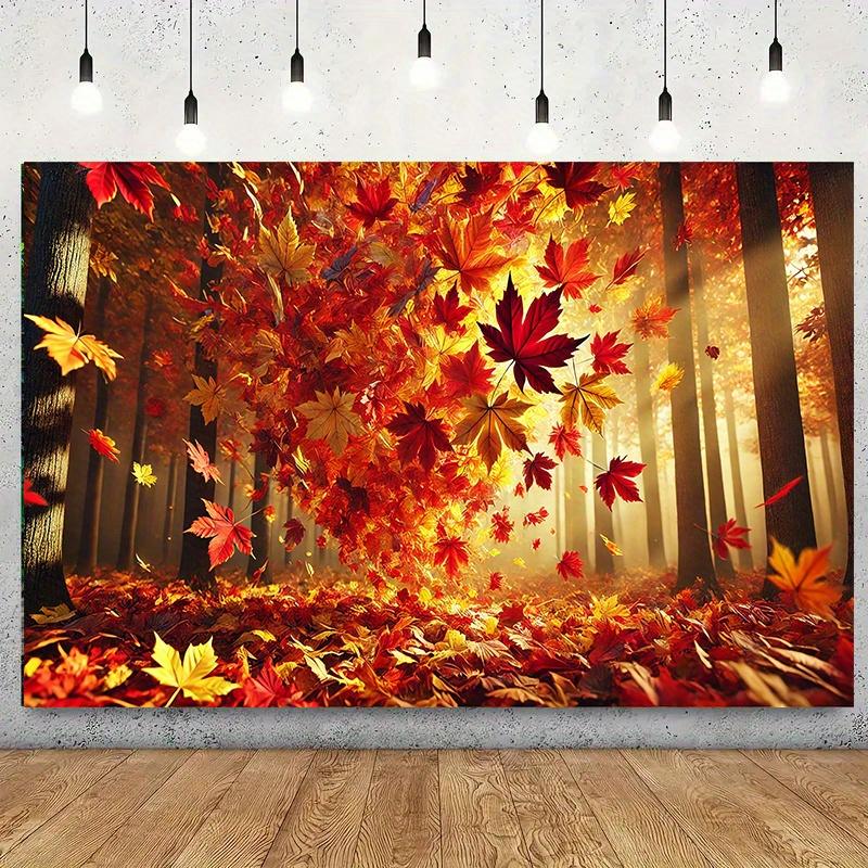 1 Piece of 2D Flat Autumn Leaves Background Cloth Wall Hanging Decoration Multi-purpose Room Banner Decoration
