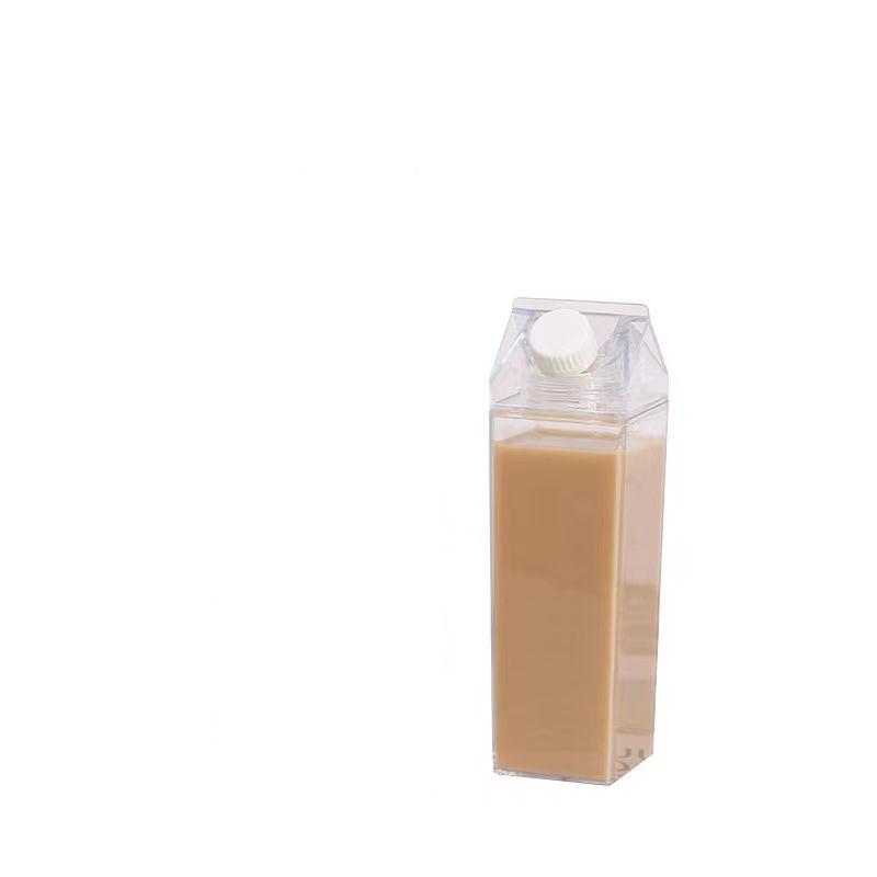 Square Milk Storage Containers, Plastic Milk Bottles with Lid, Transparent Refrigerator Milk Jugs, Leakproof Stackable Portable Milk Saver