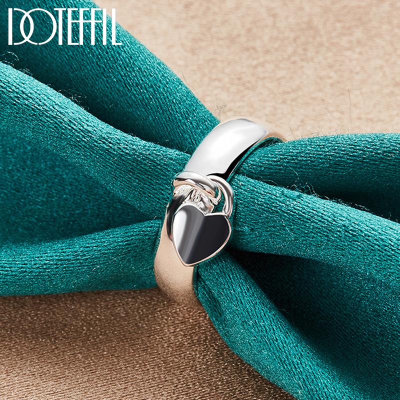 925 Sterling Silver Heart-shaped Lock Ring Fashion Wedding Jewelry