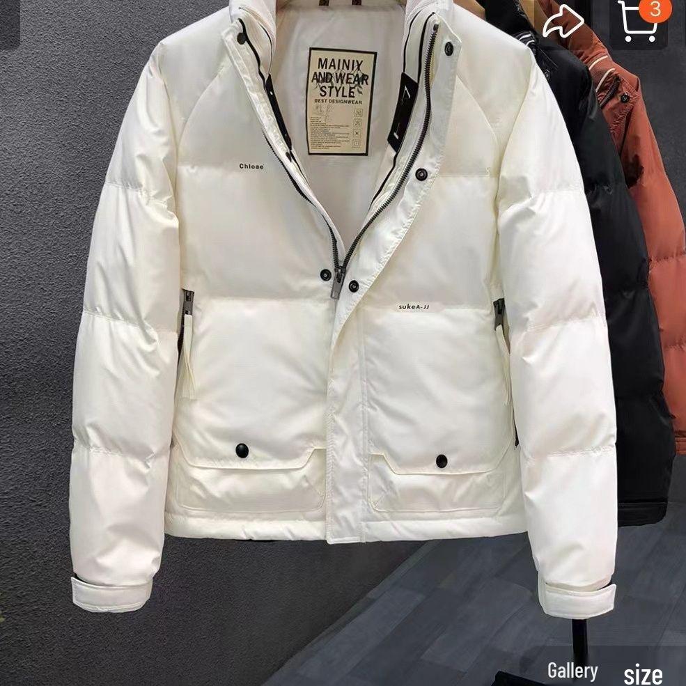 

Мужская модная куртка 2025 года с утеплителем из белого утиного пуха и воротником-стойкой - Доступна в черном, оранжево-красном и белом цветах XL белый