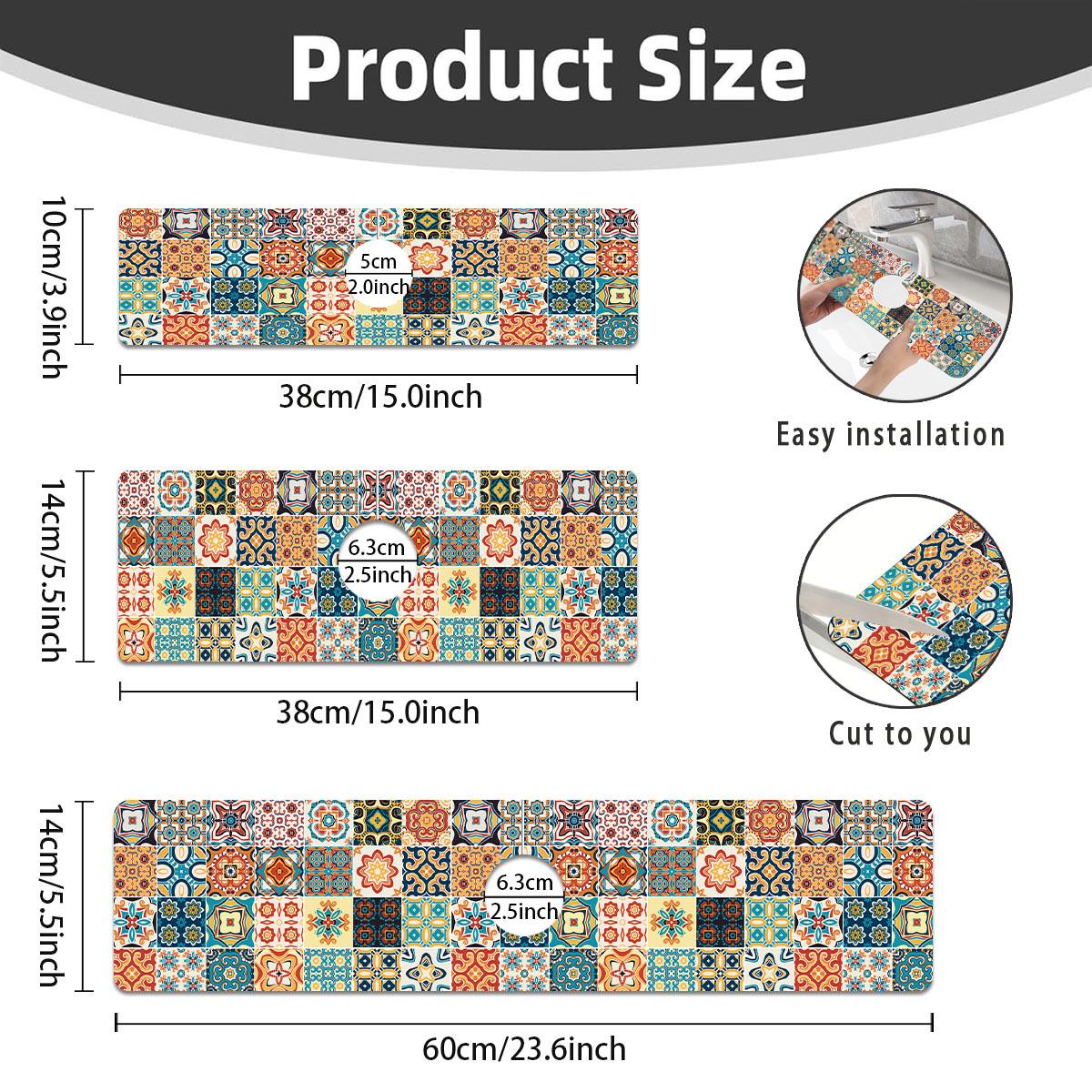 

VIKAMA Diatom Mud Water Absorbent Sink Drain Mat Non-Slip And Moisture-Proof Polyester Kitchen And Bathroom Faucet Drain Cover 10X38CM