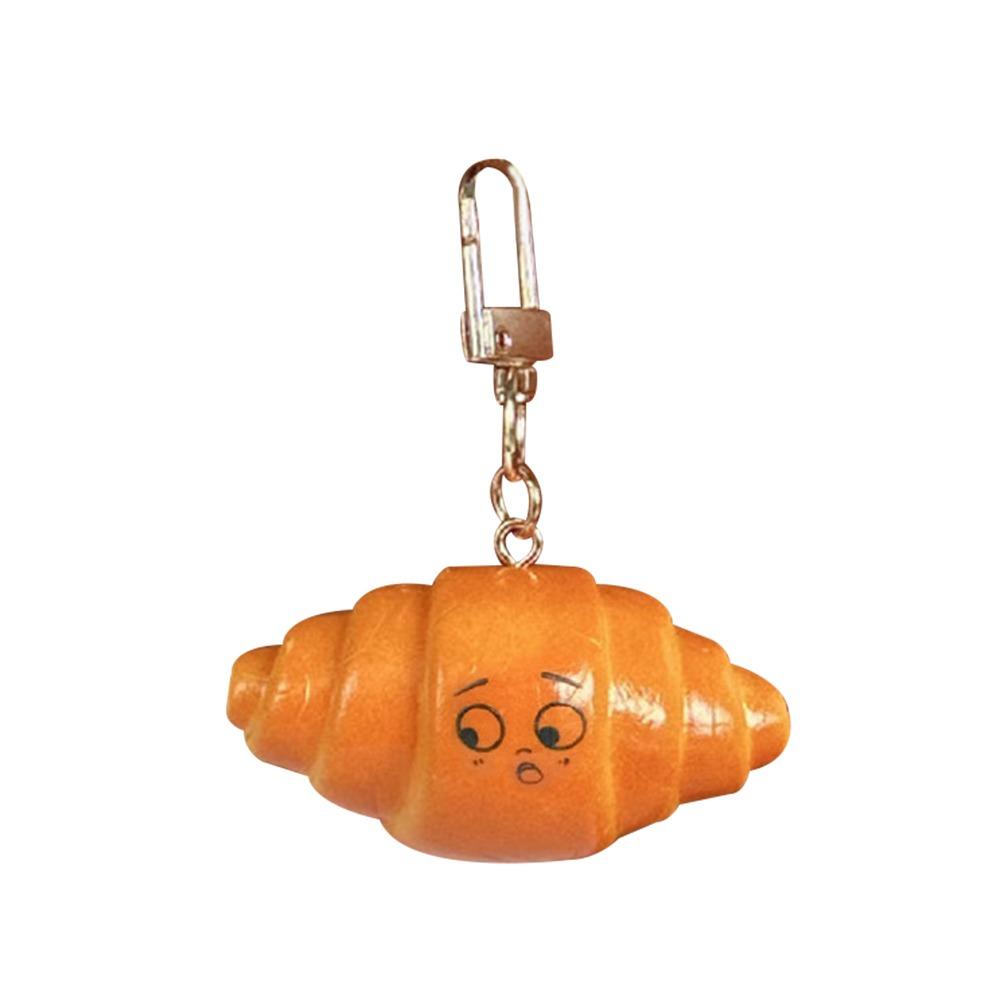 PVC Simulated Food Keychain Alkaline Water Simulated Food Bread Key Ring Realistic Model Hand Croissant Model Bagel Pendant