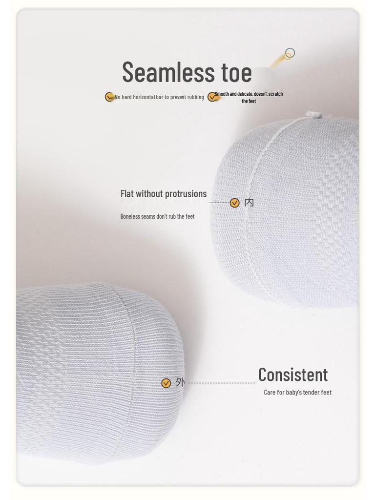 Non-slip Summer Mesh Baby Socks – Seamless, Lightweight, Loose Cuff, Class A Cotton