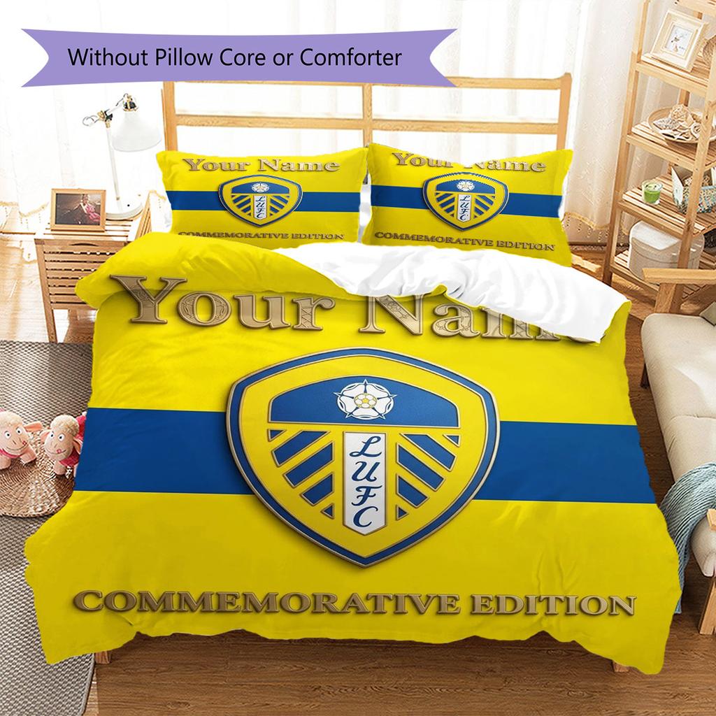 Leeds United Custom Name Pattern Bedding,Quilt Set Quilt Cover Pillowcase Home Birthday Gift(1 * duvet cover + 2 * pillowcase, without core)