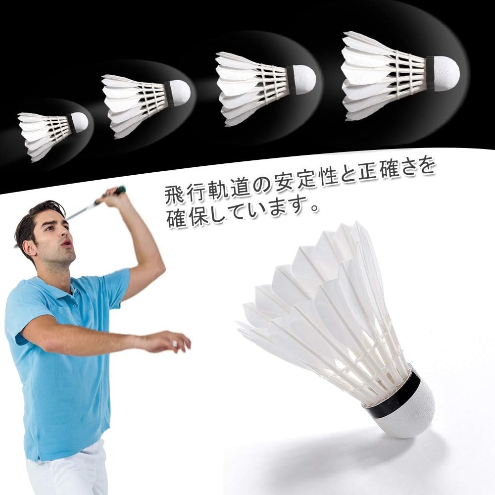 KALOLINNA Badminton Set of 12 High Stability Durable Stable Lightweight Long Lasting For Indoor Outdoor Games Practice White