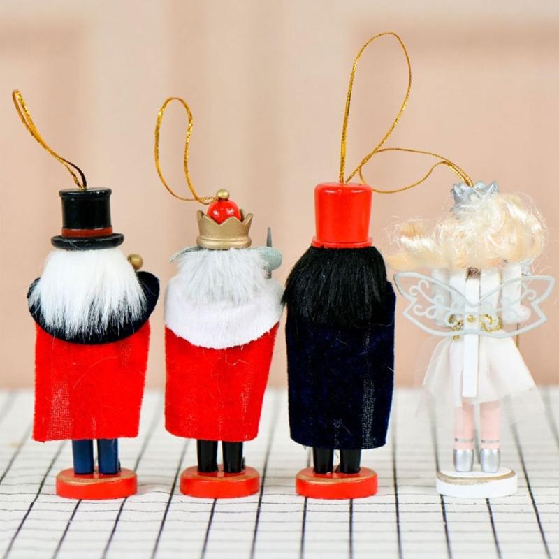 4Pcs 13Cm Tall Mouse Princess Guard Nutcrackers Ornament Wooden Christmas Decors Durable Moisture Resistant Design