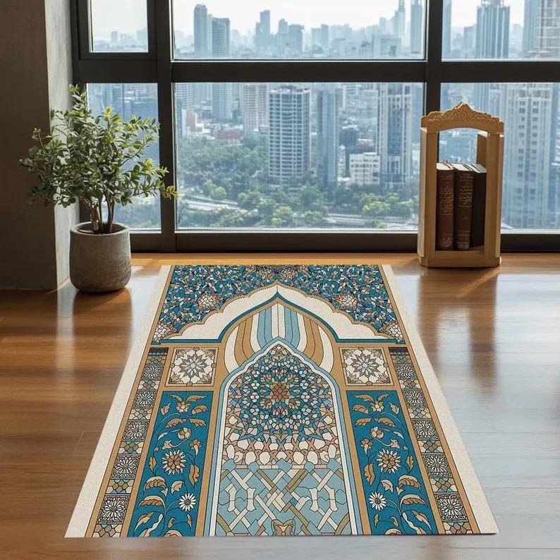 

Mousque Design Prayer Rug Elegant Prayer Rug Prayer Rug Modern Prayer Rug with Artistic Decor Sustainable Janamaz Soft Sajadah 40x60cm