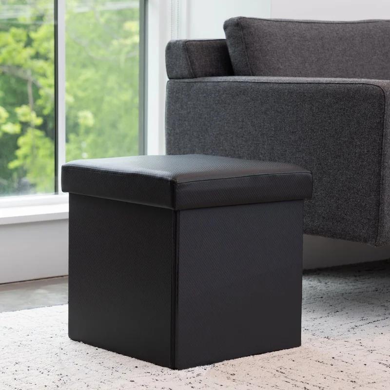 Collapsible Storage Ottoman Spacious Cube Seat Indoor Organizer Removable Lid Modern Footrest Furniture Clutter Solution