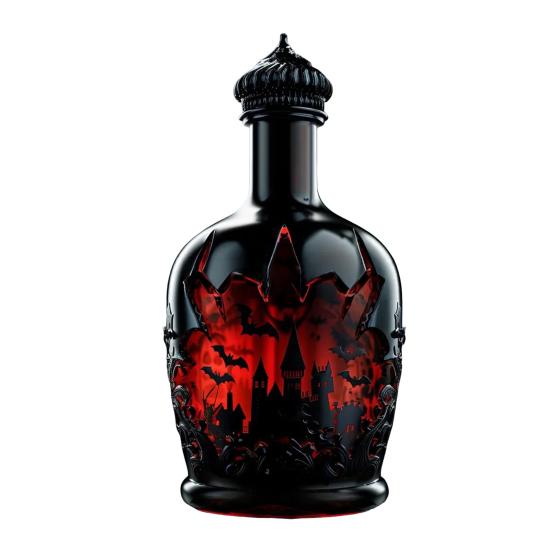 Gothic Vampires Whiskey Decanter Glass Liquor Bottle with Bat Castle Design Halloween Bar Decor for Bourbon
