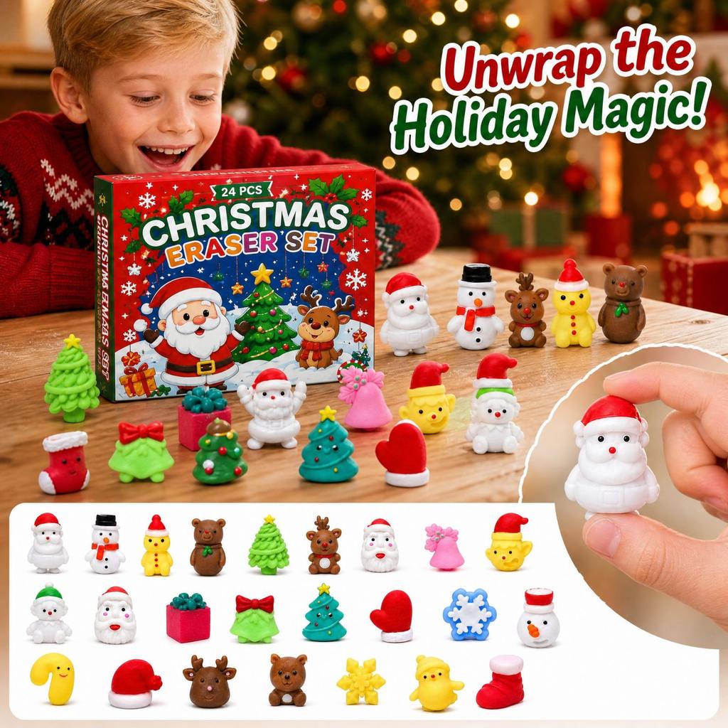 Christmas Squishy Figurine Countdown Calendar Christmas Holiday Countdown Gift for Home Office Room Decor Xmas Count Down