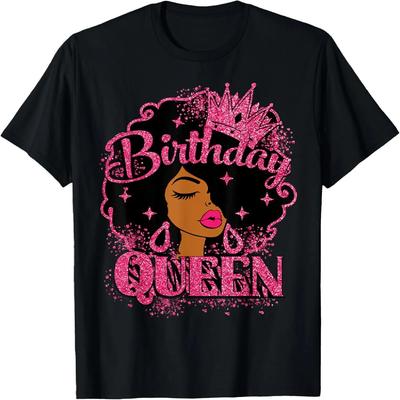 Birthday Queen Afro Diva African American Black Woman T-Shirt