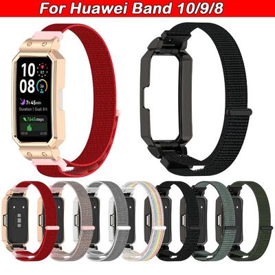 Neues Nylon-Schlaufenarmband Ersatz Verstellbarer Metallrahmen Weiches Uhrenarmband für Huawei Band 10/9/8 Smartwatch Zubehör