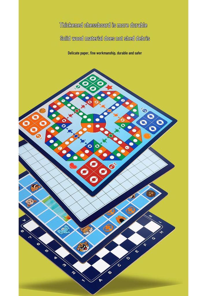 Multifunctional Chessboard Set: Flying Chess, Five-in-a-Row, Checkers, Children's Chinese Chess – Educational Toy for Primary Students