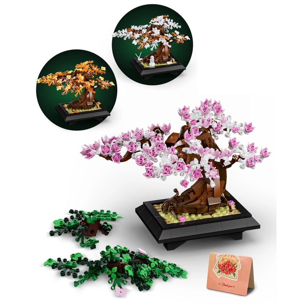 Gobricks MOC Four Season Flower Tree Bricks Model Spring Summer Autumn Winter Bonsai Tree Home Decoration Building Blocks Toys