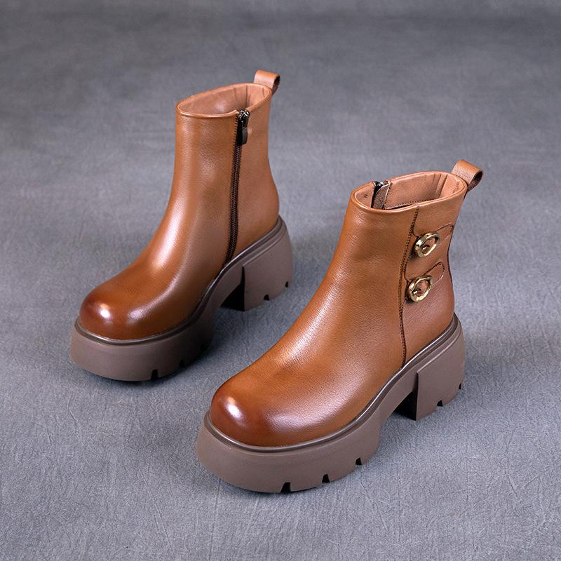 

The first layer of cowhide Martin boots for women in the autumn and winter of 2025, the new one-pedal genuine leather thick-soled Chelsea boots, leat 40
