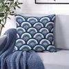 Blue Fan square Jacquard Pillow Cover for Sofa Office Waist Cushion Cover Home Decorative Pillowcase