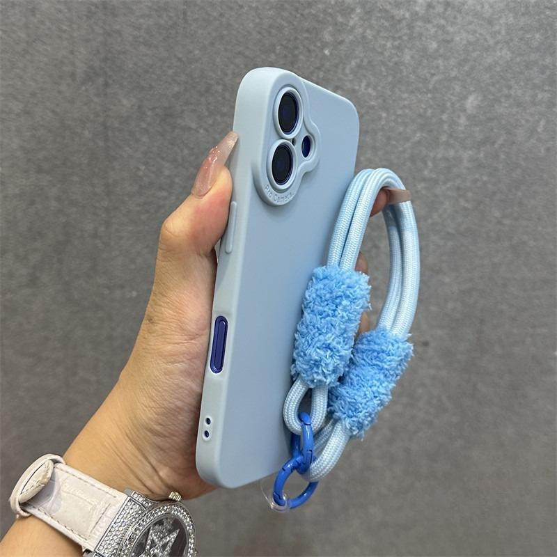 Flannel - Lined Phone Case With Lanyard For iPhone 17 Air 16 15 14 Plus 13 12 11 Pro Max Cute Simple Soft Cover