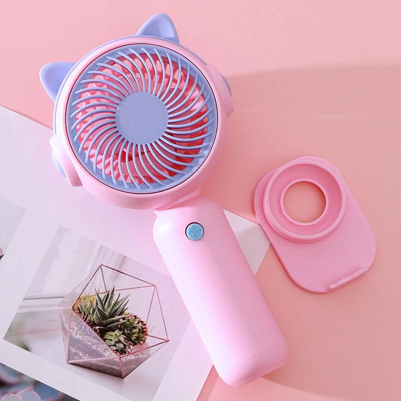 Portable Handheld Mini Fan with LED Light, USB Rechargeable, Quiet 3-Speed Cooling Fan