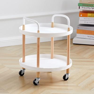 Cart Storage Rack Plastic Armrest Design Corrosion Resistant Rolling Storage Cart for Home Living Room Office White 2