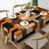 One modern abstract tablecloth - bold black/brown/beige/orange geometric patternsxzj