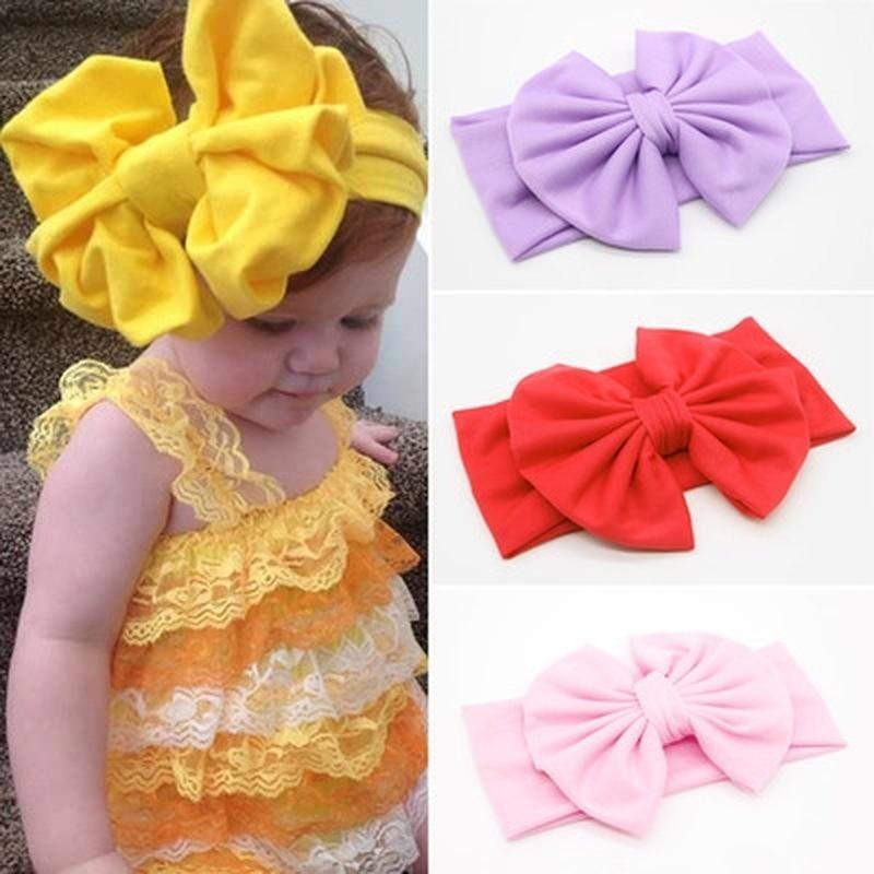 Baby Girls Toddler Infant born Solid Butterfly Big Bow Hairband Turban Knot Baby Headband Hair