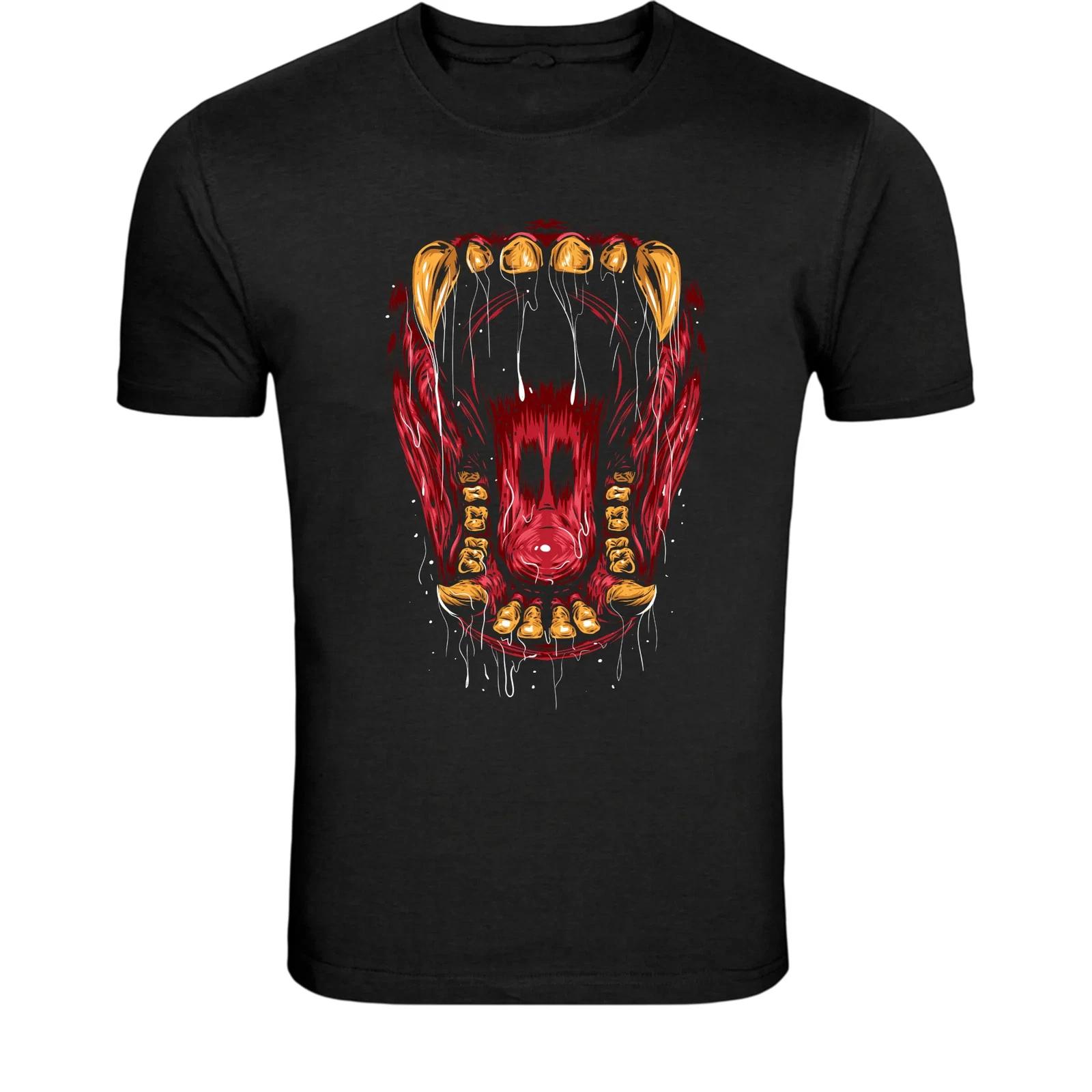 Horror Monster Mouth T-Shirt - Creepy Teeth Graphic Tee XXXL