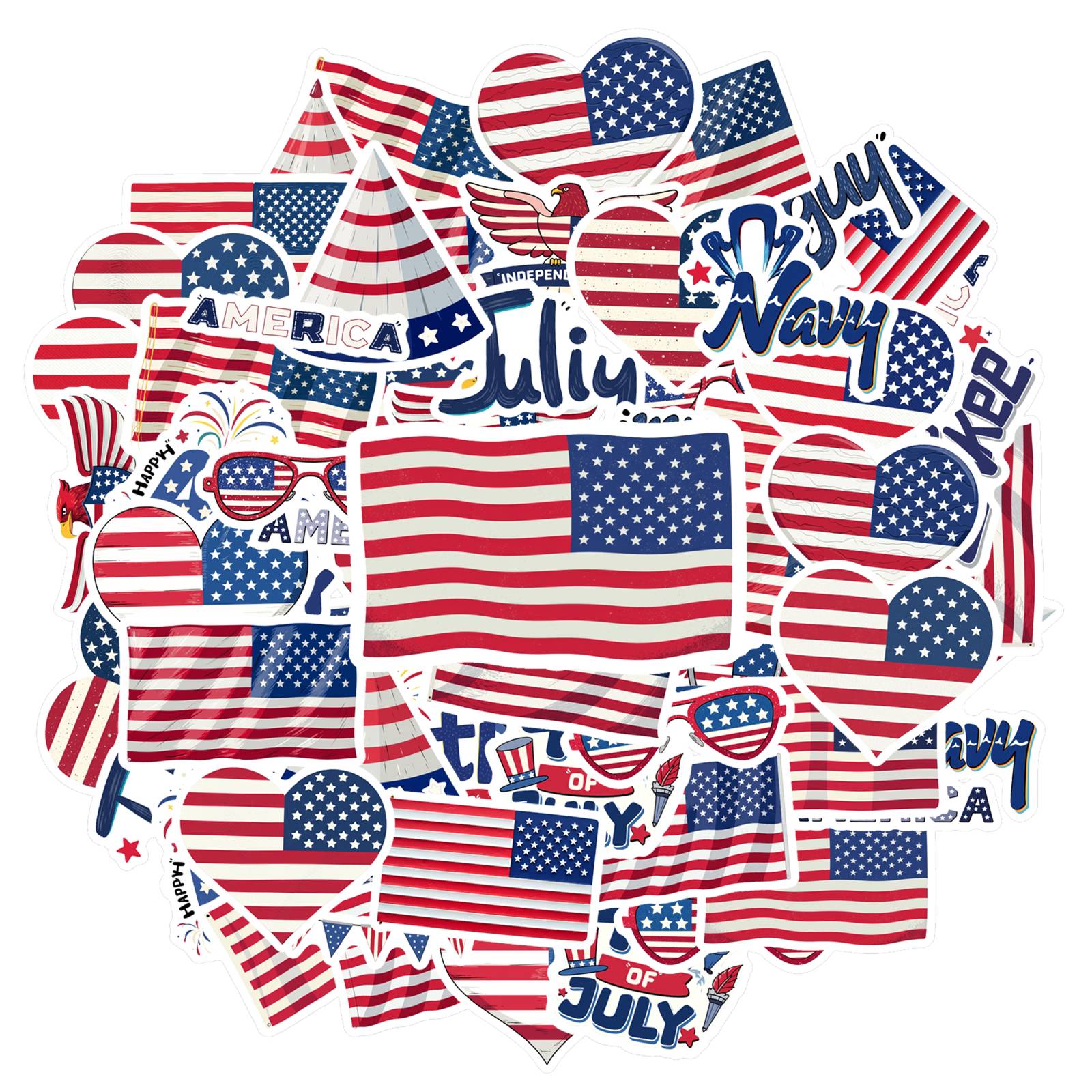 35pcs Patriotic American Flag Stickers Festive Patriotic Stickers Stationery Stickers For Guitar DIY Skateboard Laptop
