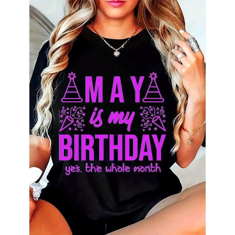 

Women s Plus Size Birthday Queen Graphic Tee Black Purple Pink Lettering Casual Short Sleeve Birthday Mother s Day Gift 4XL чорний