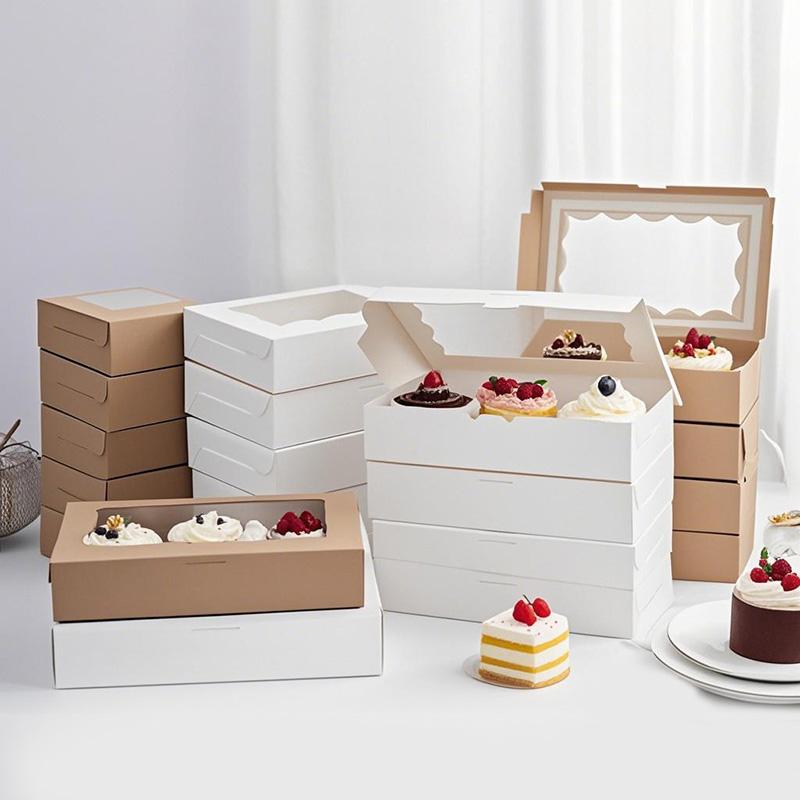 10/20pcs Cake Dessert Box With Window for Birthday Party Wedding Candy Cookie Bakery Packaging Baby Shower Christmas Gift Boxes