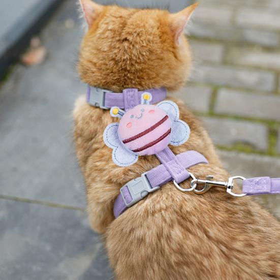 Kleine Biene Katzengeschirr Verstellbares Kätzchengeschirr mit Leine Süßes Bienen-Katzengeschirr für Kätzchen Erwachsene Katzen Sichere Spaziergänge im Freien