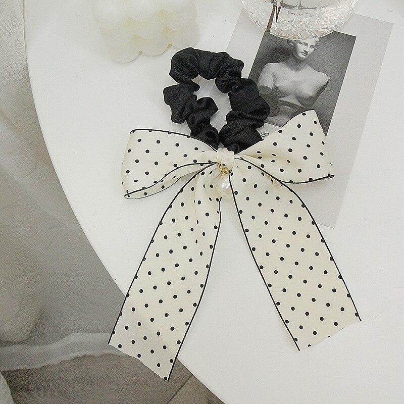 Details about / Women Streamers Scrunchies Polka Dot Floral Print Elastic Bow Hair Rope DIY Ties