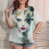 Plus Size Women's T-Shirt Summer Casual Round Neck Short Sleeve Top Fashion Girl Pattern Print Outdoor Loose Oversized Clothing