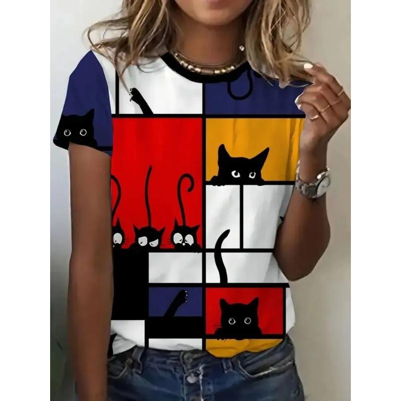 3D Printed Summer Animal Pattern Breathable Women's T-shirt Trend Versatile