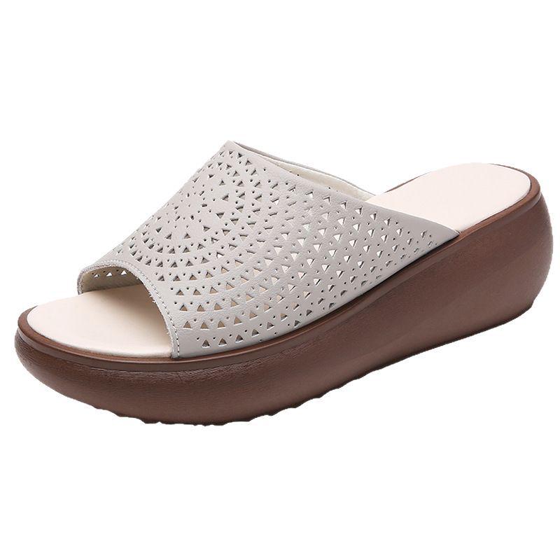 Women's Platform Beach Slippers - Thick-Soled, Flat Heel, Height-Increasing, Cool Style, Summer 2023