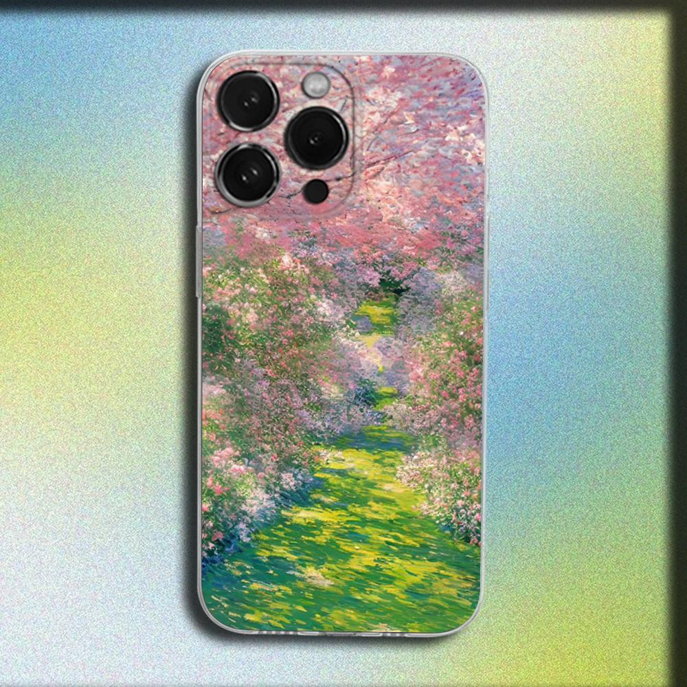 Monet Classic Impressionist Landscape Illustration Phone Case for iPhone 17 16 15 14 13 12 11 Series Pro Max Plus