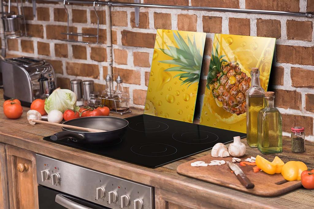 SZKLANA PŁYTA OCHRONNA DO KUCHNI 65x52 ANANAS