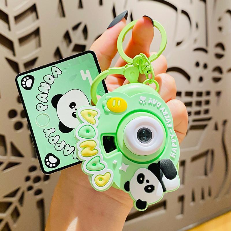 

Creative Panda Cute Baby Outing Day Projection Keychain Perfect For Bags And Car Keys Green Projector