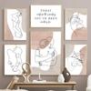 Pintura em Tela Arte de Parede Linha Corpo de Menina Preto Branco Minimalista Pôsteres e Impressões Nórdicos Imagens de Parede para Decoração de Sala de Estar