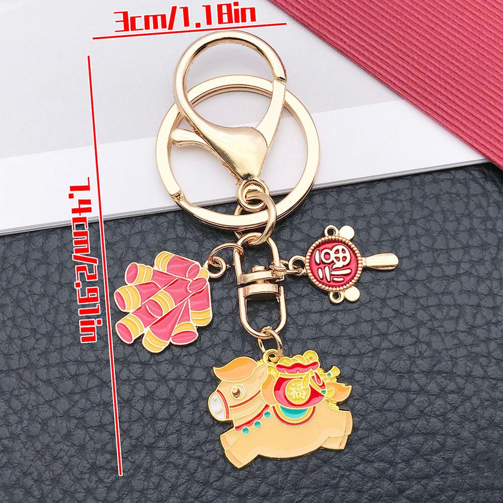 New Year Zodiac Horse Cartoon Oil Drip Keychain - Perfect Gift for Friends & Couples