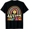 Fun Rainbow Bridge Letter Smile Flower Print Women's T-Shirts Summer Fashion Street Outdoor Casual T-shirt Tops for Men's and Women's Tees Top