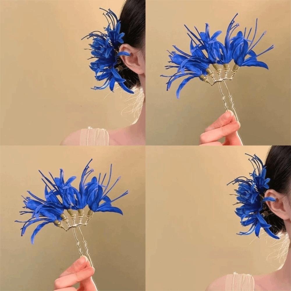 Bohemian Simulation Flower Hairpins Large Hanfu Hair Stick Elegant Thai Hair Fork Daily
